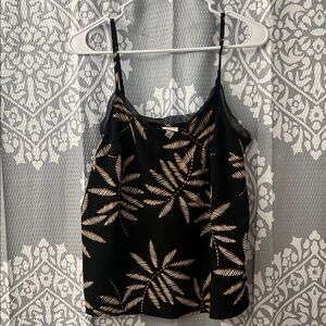 a new day Black and Cream Leaf Print Camisole